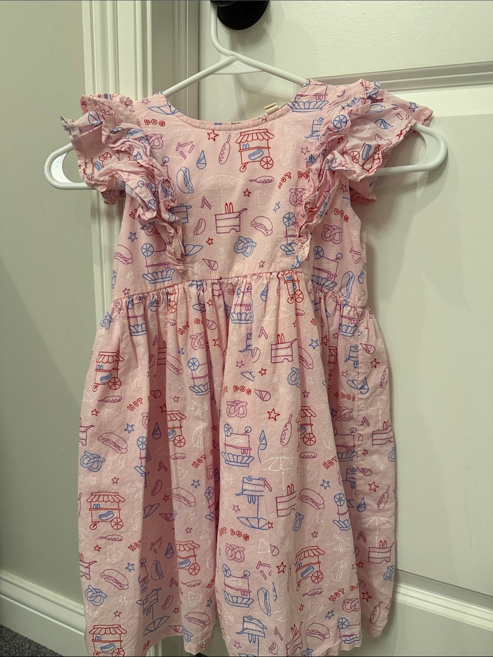Tucker + Tate Pink Ruffle-Sleeve Dress with Red & Blue Carnival Print